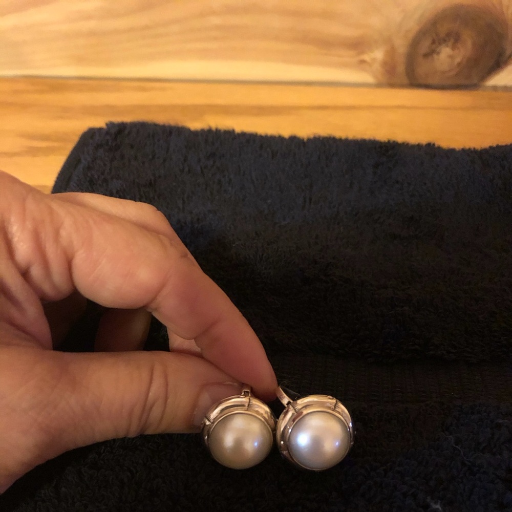 Sterling silver and mabe pearl earrings